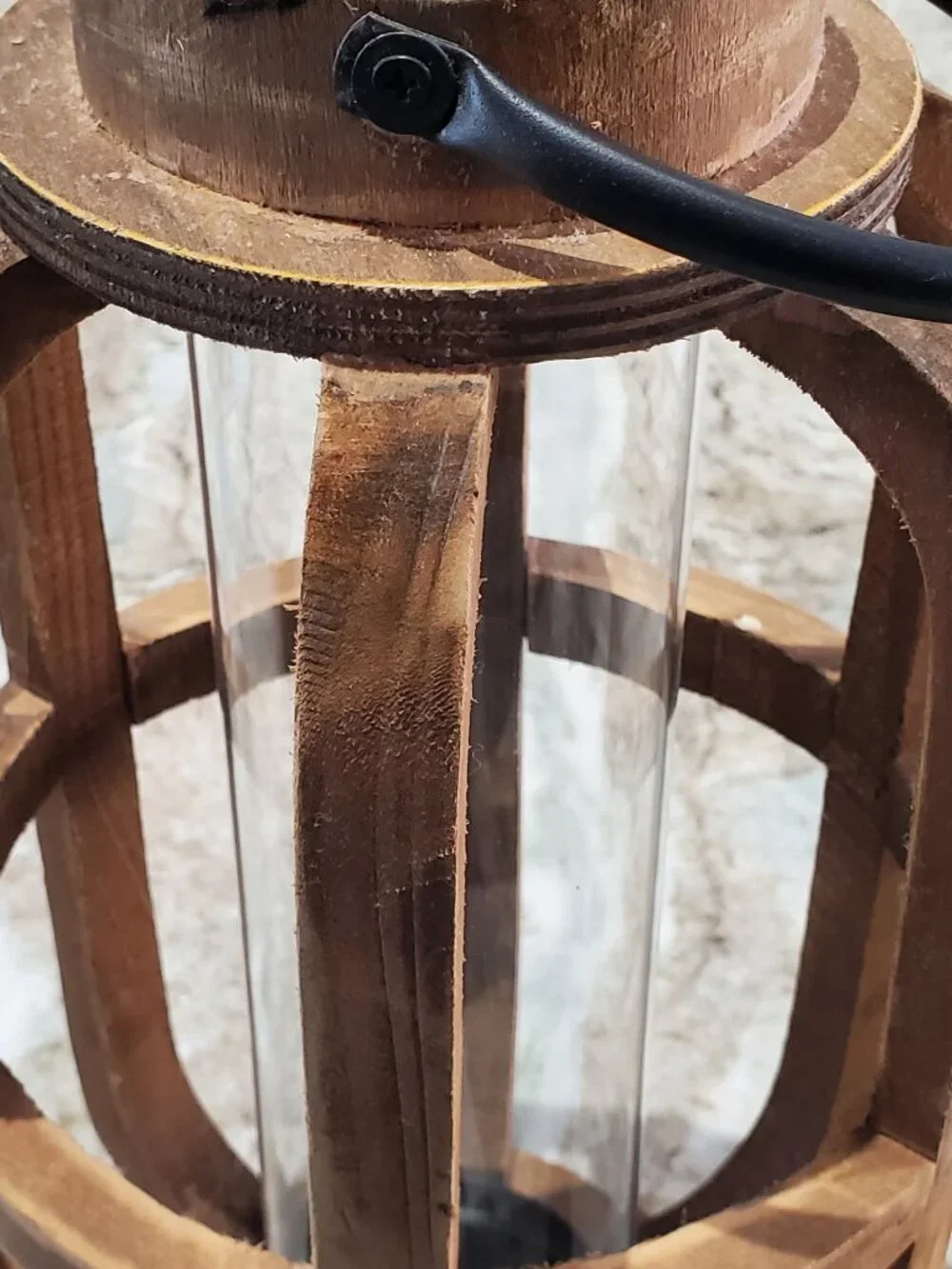 Wooden Candle Holder w. Glass Tube